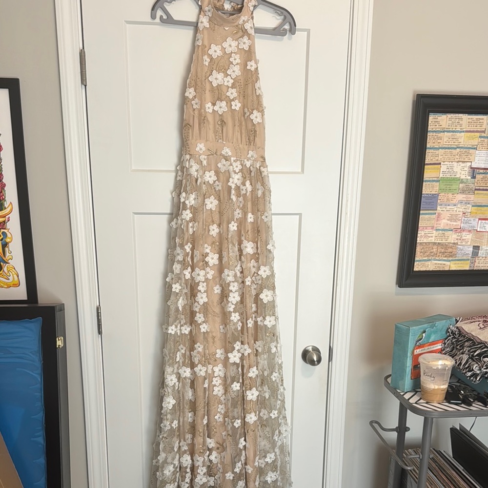 Altar'd State Tan and White Backless Dress